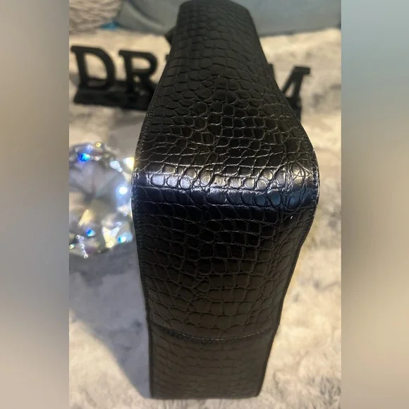 Salvatore Ferragamo Gancini Embossed Square Handbag (Black) - Picture 7 of 11